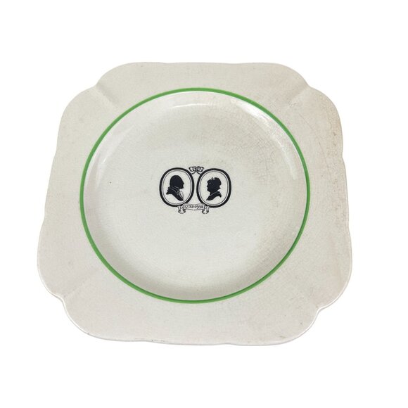 Argosy W.S. George Ivory Vintage Plate Green Rim & Cameo Silhouette Design - Picture 3 of 6